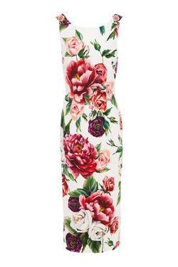 Floral Print Crepe Midi Dress