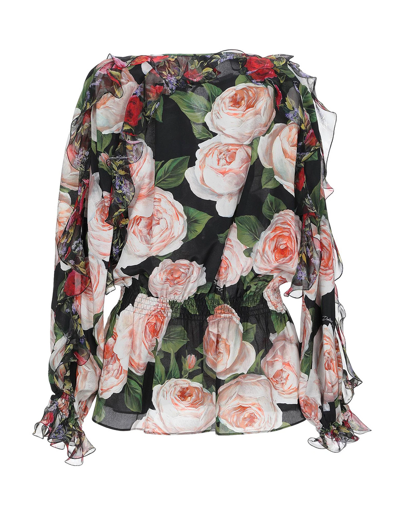 Silk Rose Print Top