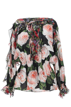 Silk Rose Print Top