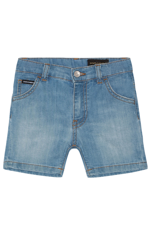 Washed Stretch Denim Shorts