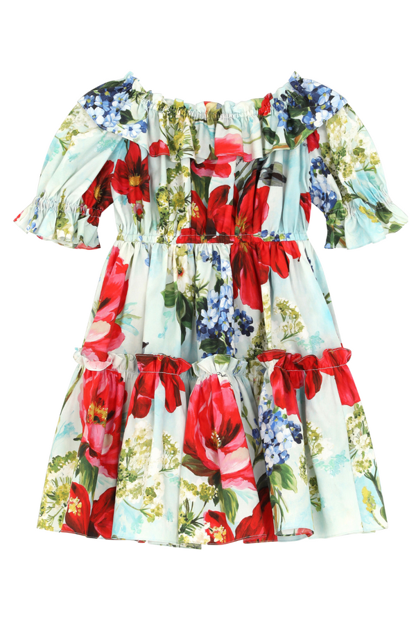 Garden Print Poplin Midi Dress