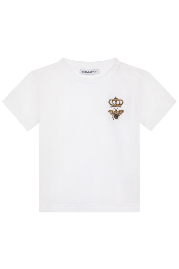 Jersey T-Shirt with Bee and Crown Embellishment