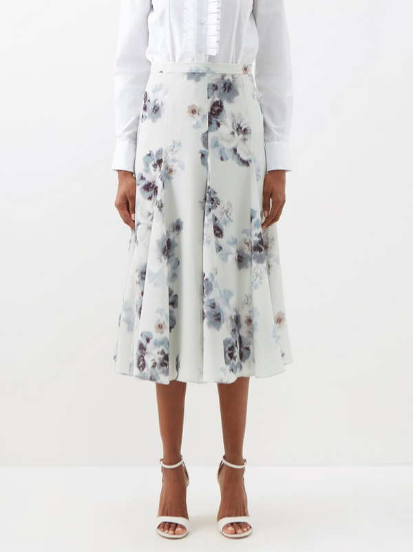 Christina Floral Crepe De Chine Skirt