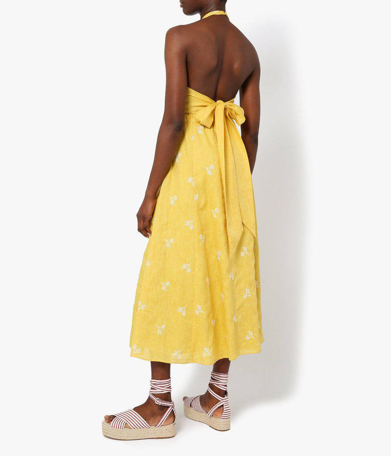 Selene Embroidered Linen Dress