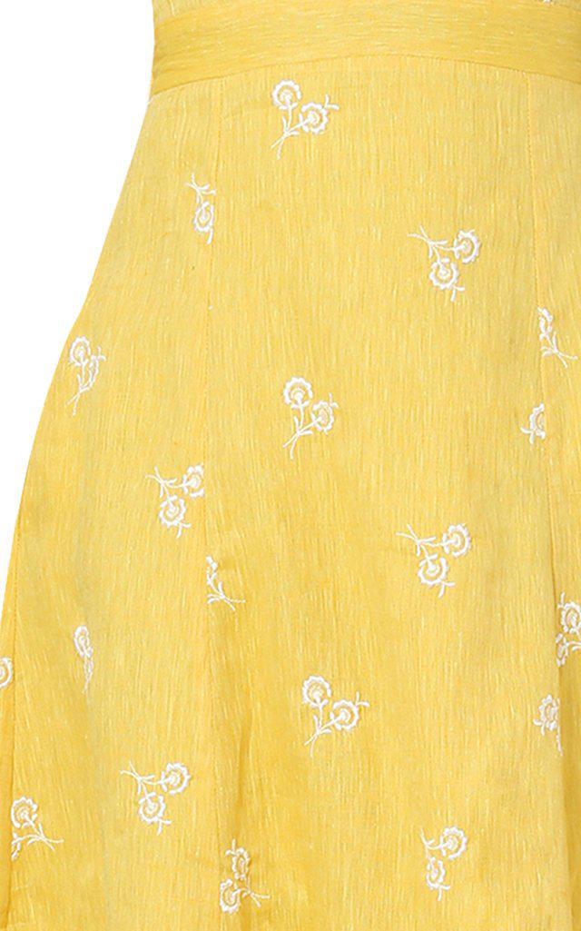 Selene Embroidered Linen Dress