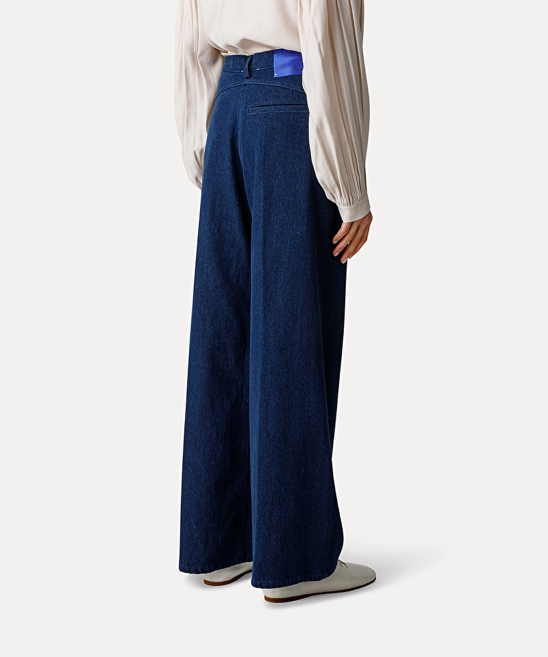 Five Pocket Palazzo Pant in Raw Denim