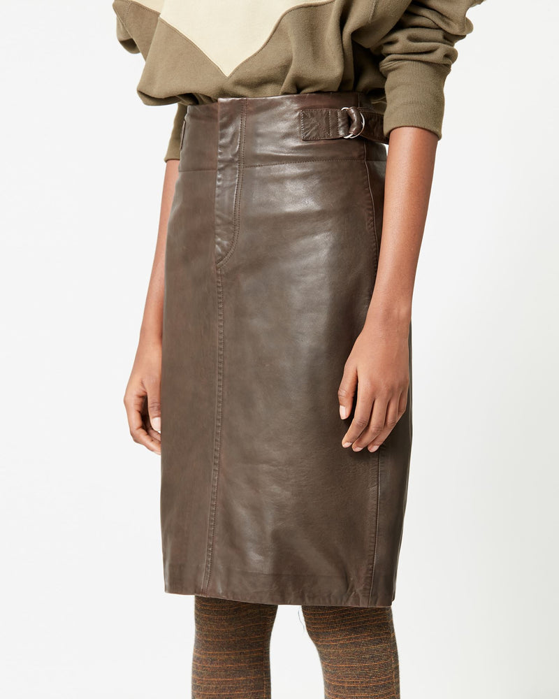 Bertille Leather Midi Skirt