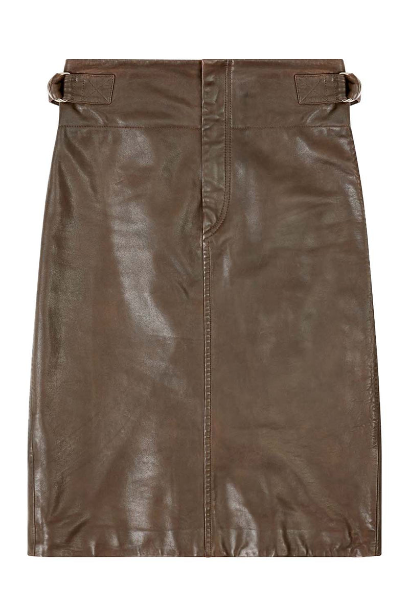 Bertille Leather Midi Skirt