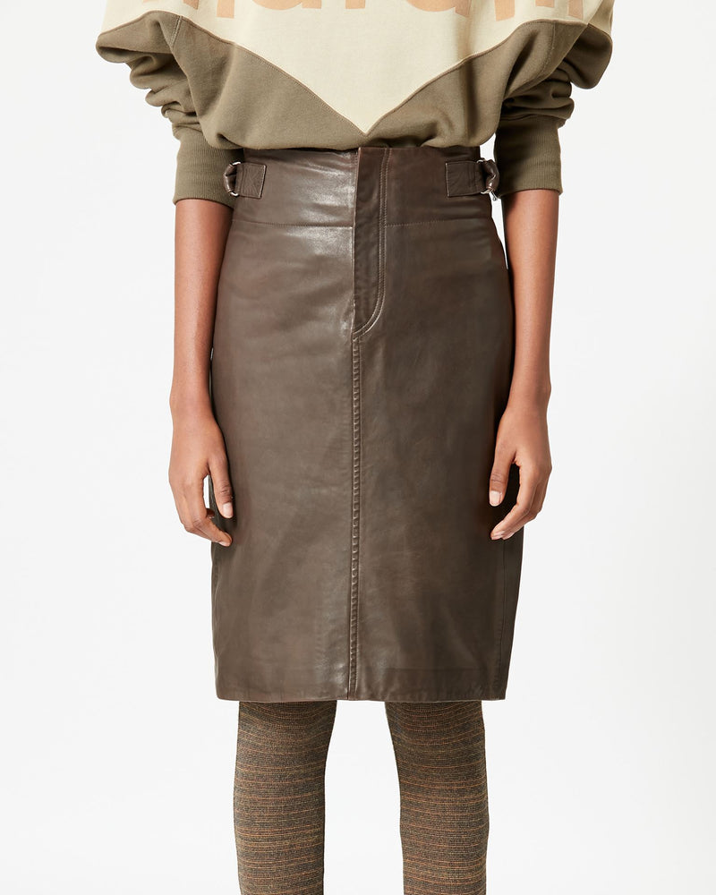 Bertille Leather Midi Skirt