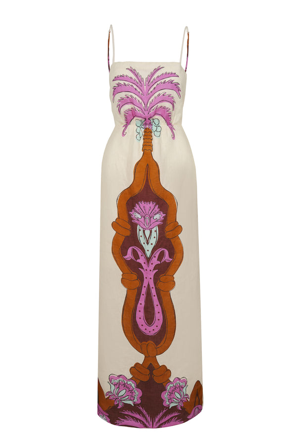 Andean Mythology Linen Maxi Dress