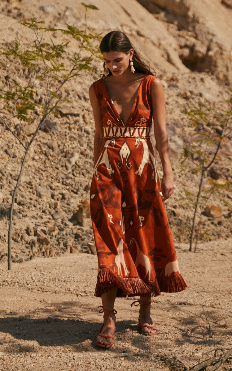 En Busca Del Tiempo Raffia Fringed Dress