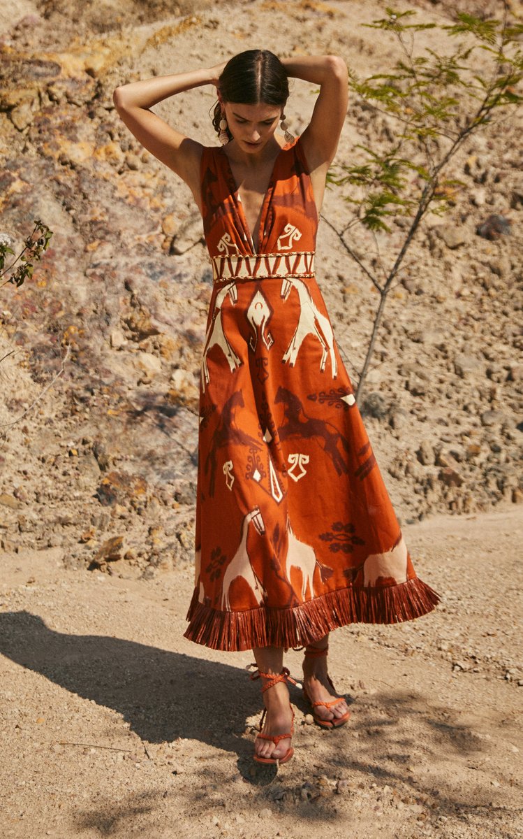 En Busca Del Tiempo Raffia Fringed Dress