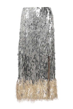 Sophisticated Rhythm Sequin And Feather Skirt