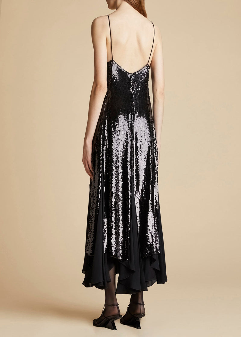 Clover Paneled Sequin Chiffon Dress