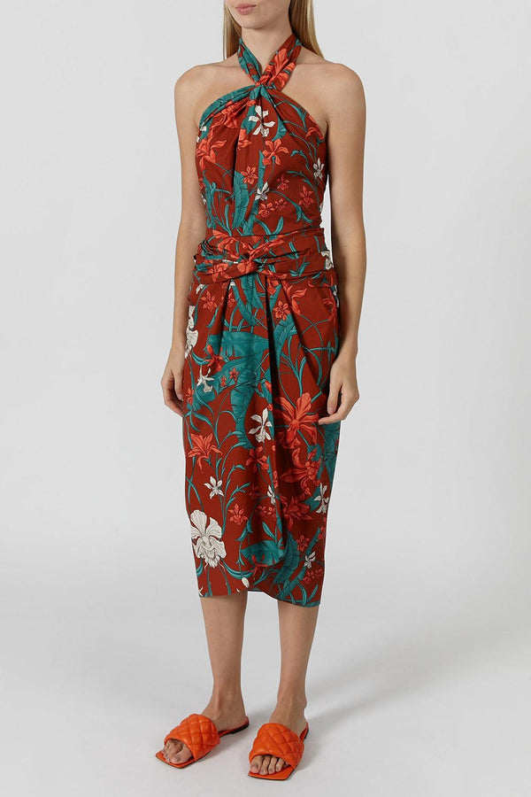 Allegory of Summer printed cotton midi dress