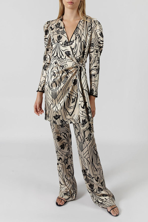 Batik Inspiration flared silk pants