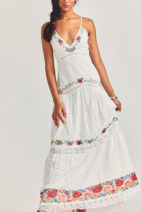 Umi Floral Embroidered Maxi Dress