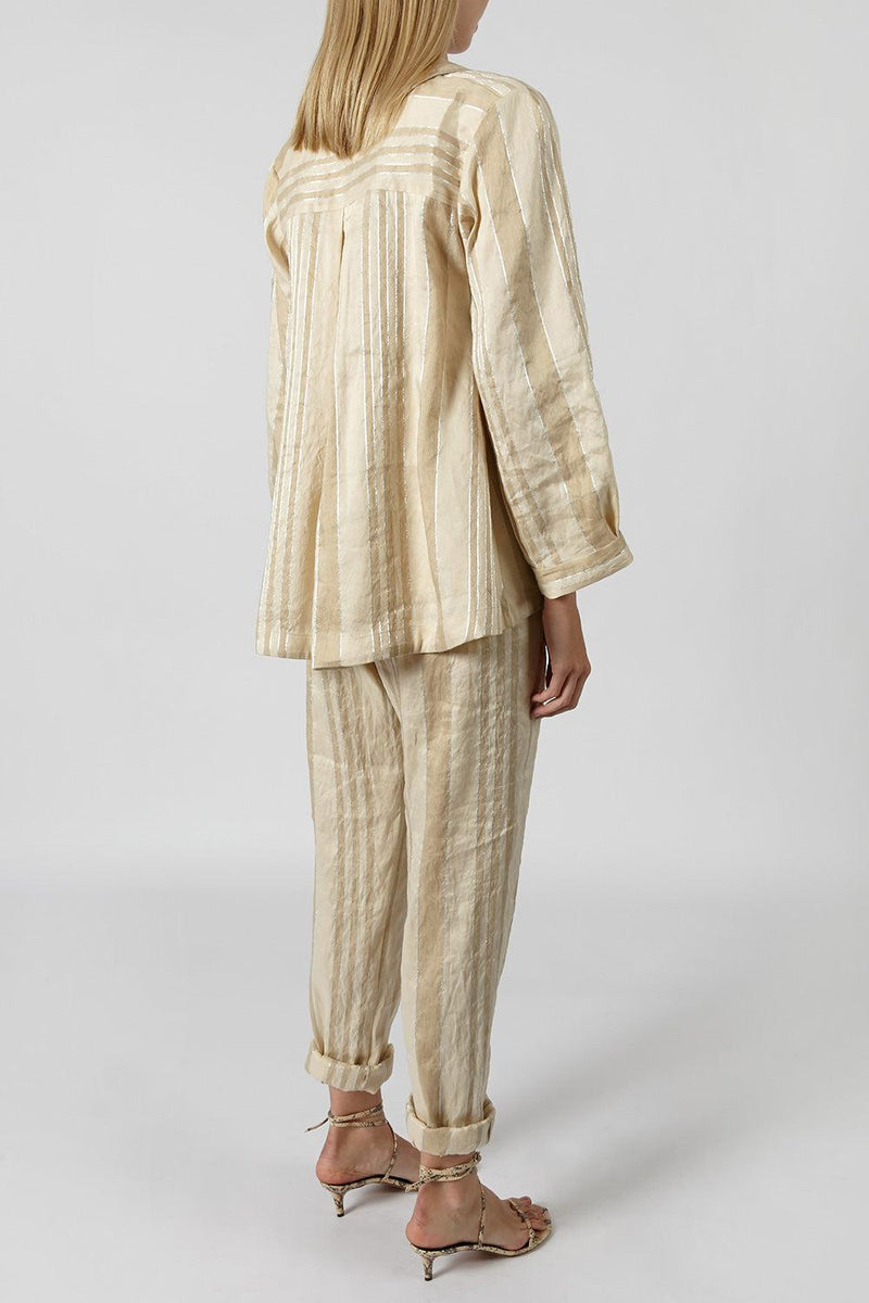 Striped linen and silk-blend jacket