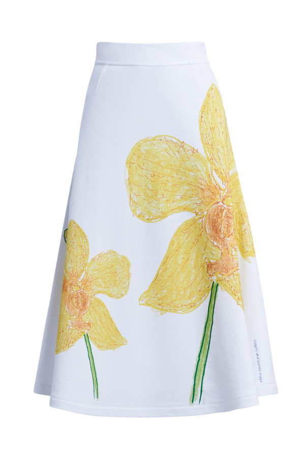 Orchids Print Fleece Skirt