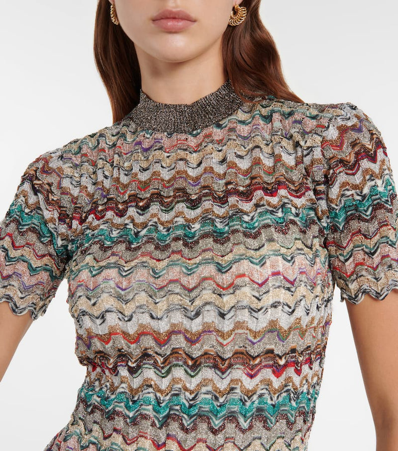 Chevron Lame Mini Dress
