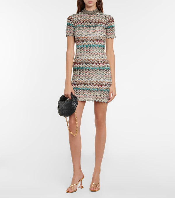 Chevron Lame Mini Dress