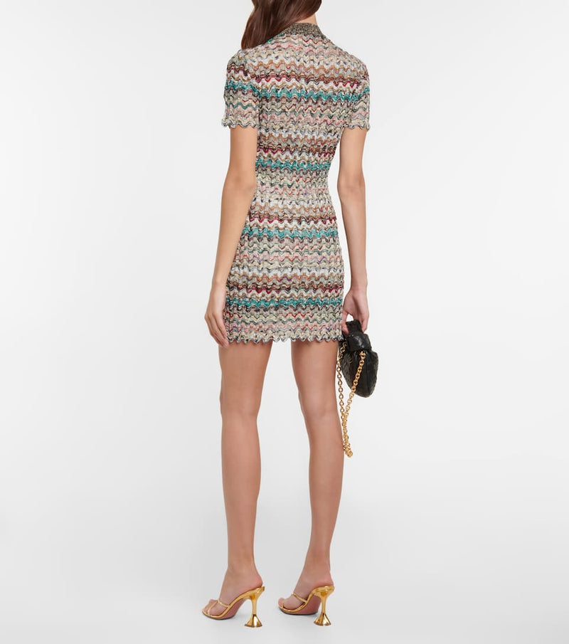 Chevron Lame Mini Dress
