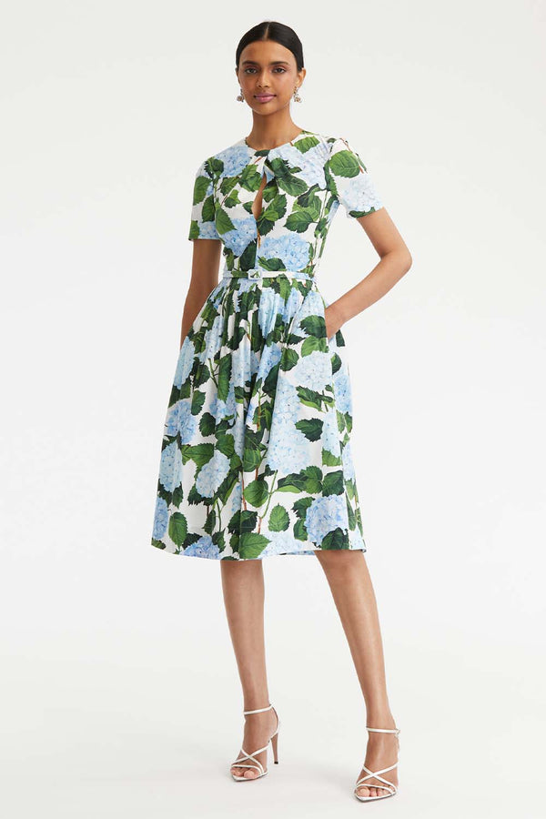 Twist Front Hydrangea Dress