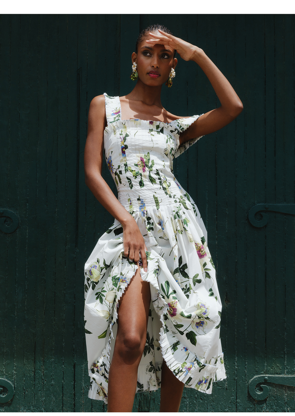 Passionfruit Flower Cotton Tank Dress
