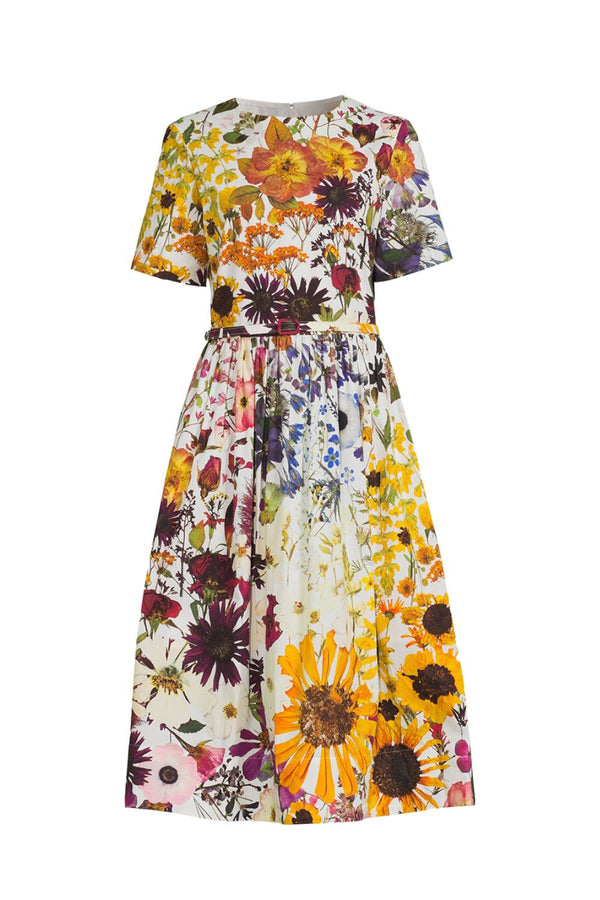 Pressed Floral Print Sun Dress