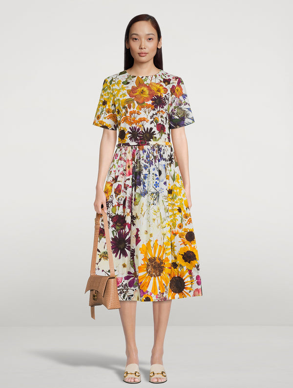 Pressed Floral Print Sun Dress