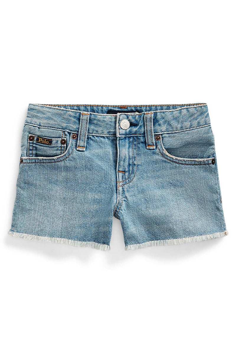 Frayed Cotton Denim Short