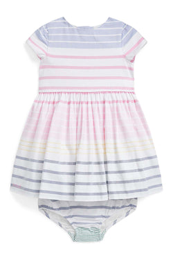 Striped Cotton Oxford Dress With Bloomer