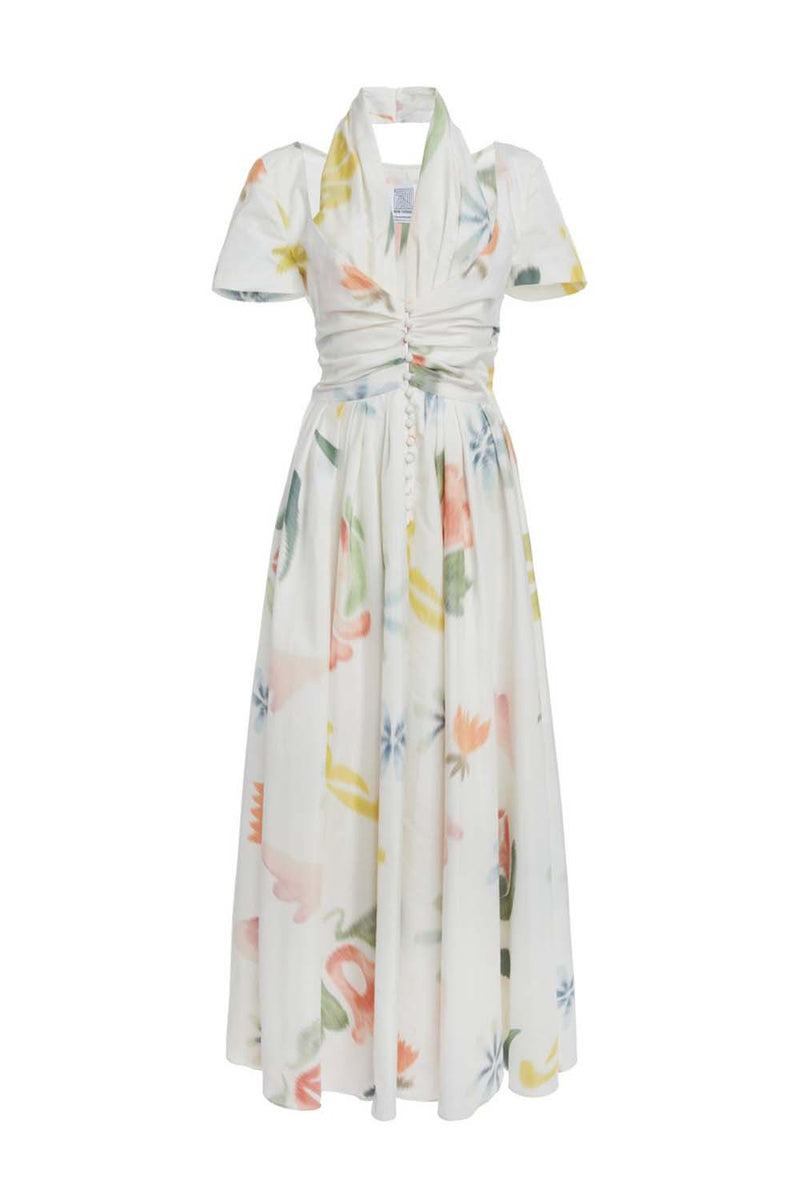 All Tucked In Midi Halter Dress