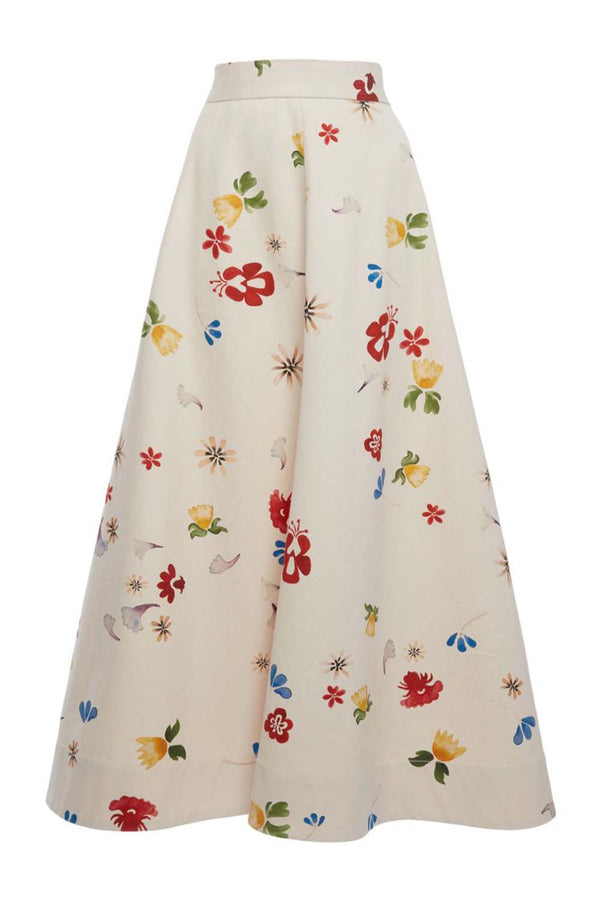 Quartered A-Line Cotton Midi Skirt