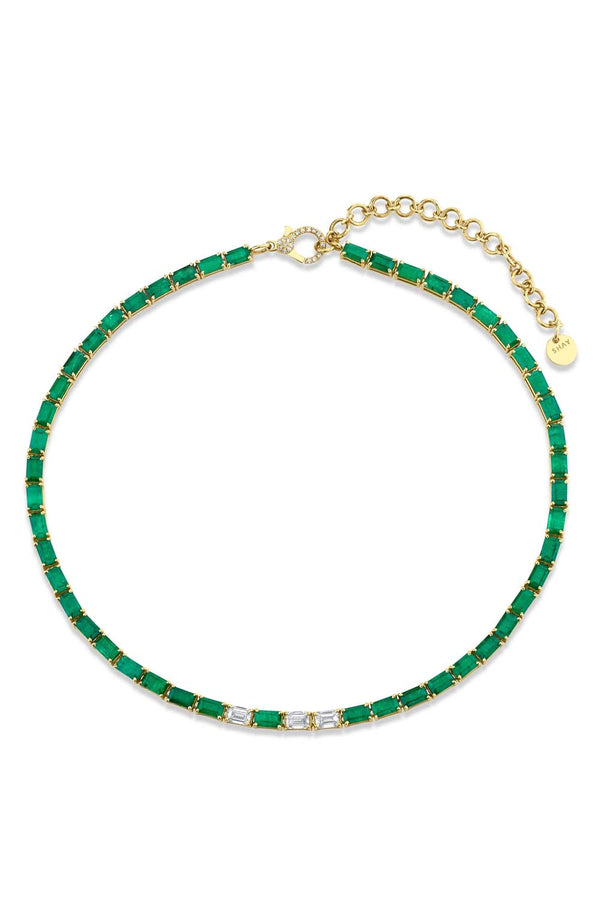 Emerald & Diamond Tennis Necklace