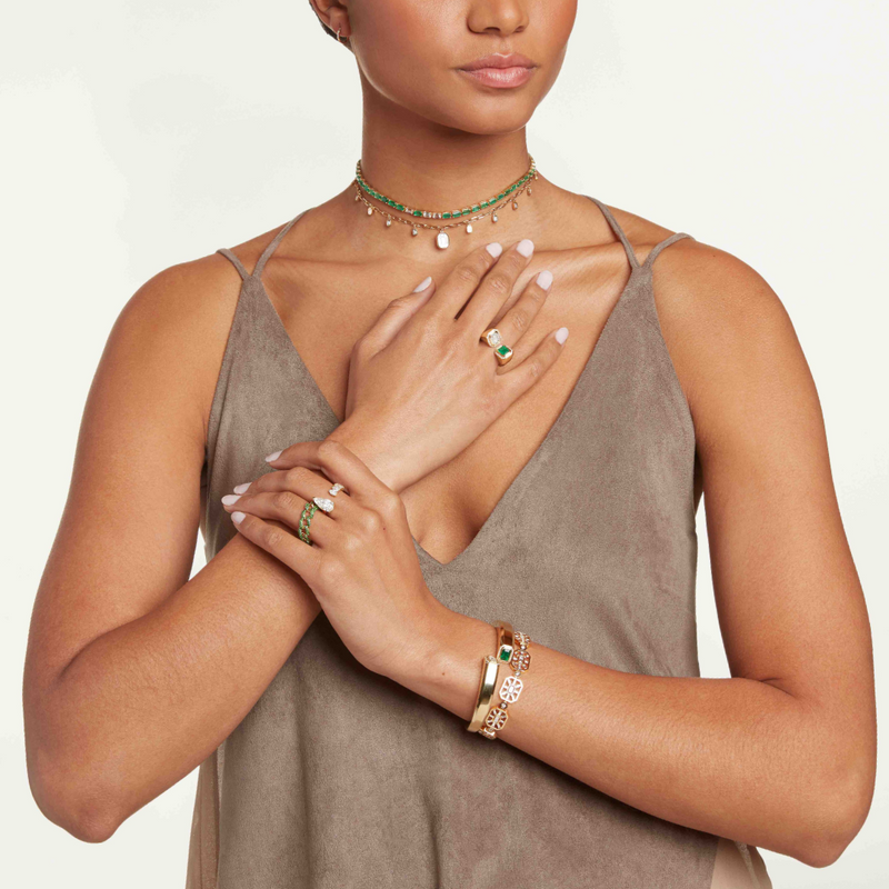Emerald & Diamond Tennis Necklace