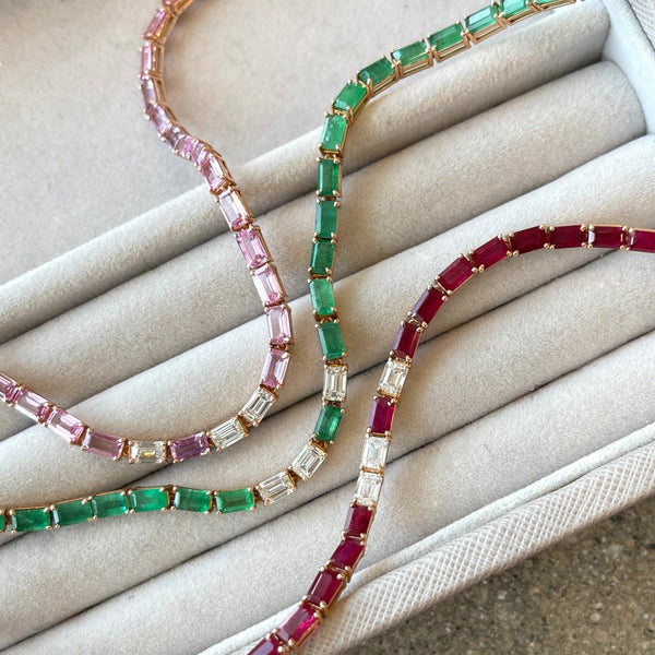 Emerald & Diamond Tennis Necklace