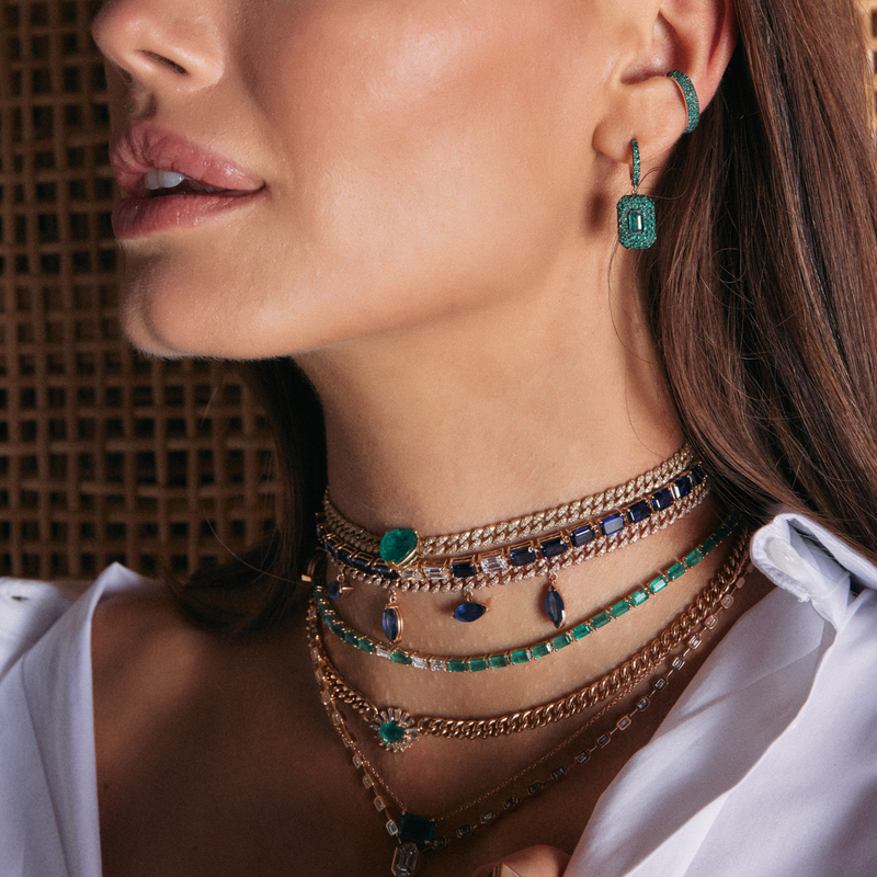 Emerald & Diamond Tennis Necklace