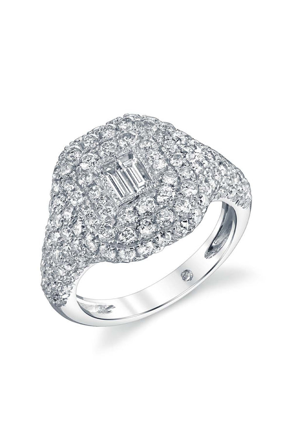 Diamond Baguette Pave Pinky Ring