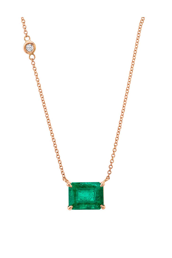 Emerald Solitaire Pendant Necklace