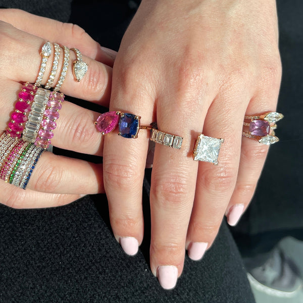Pink Sapphire Oval Eternity Band