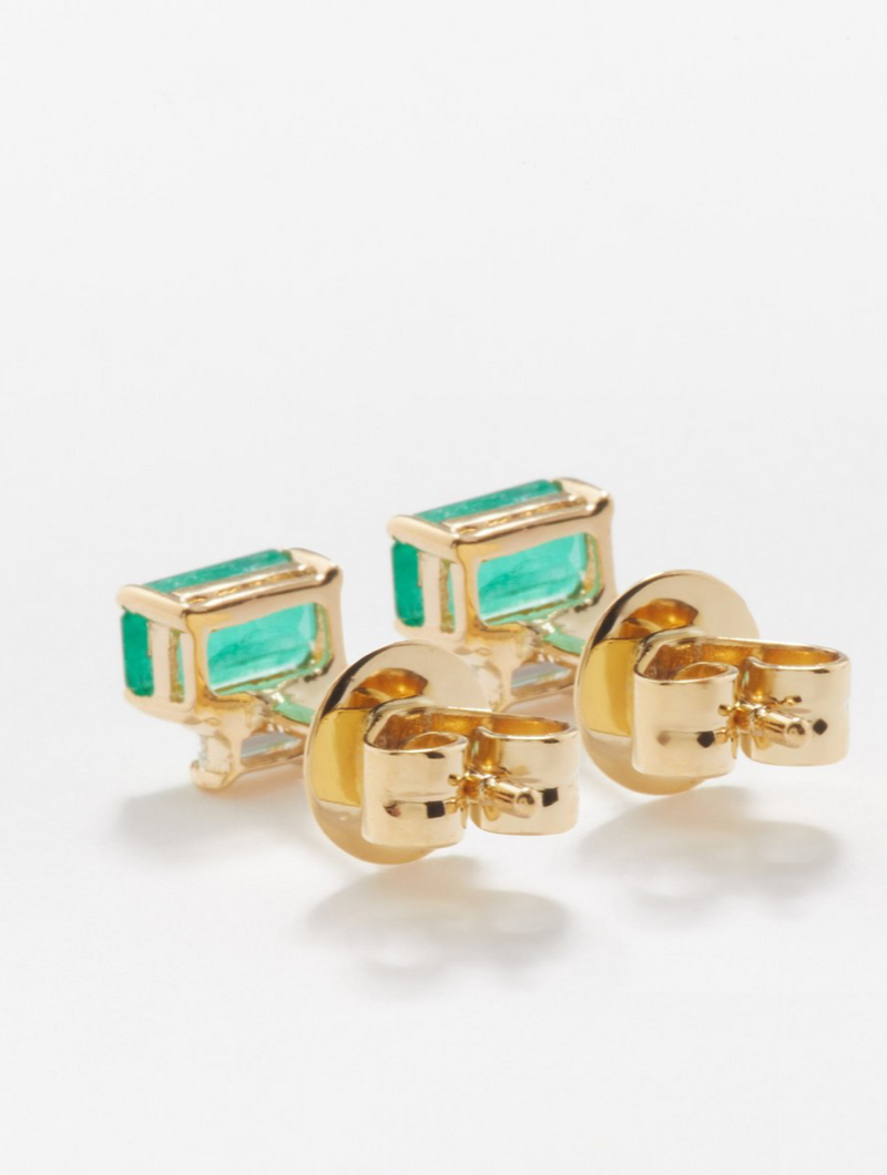 Diamond & Emerald Two Step Studs