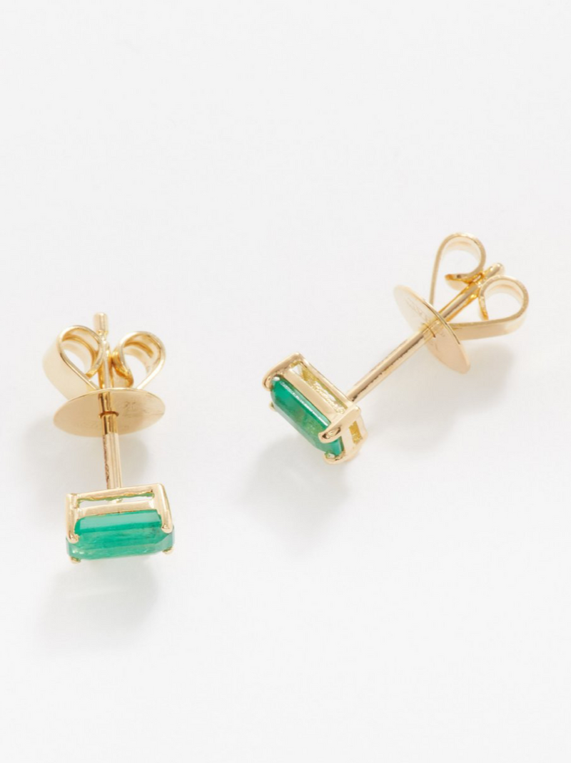 Diamond & Emerald Two Step Studs