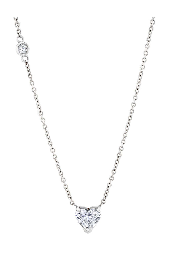 Diamond Heart Solitaire Prong Necklace
