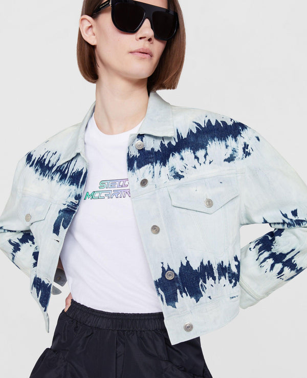 Tie-Dye Cropped Denim Jacket