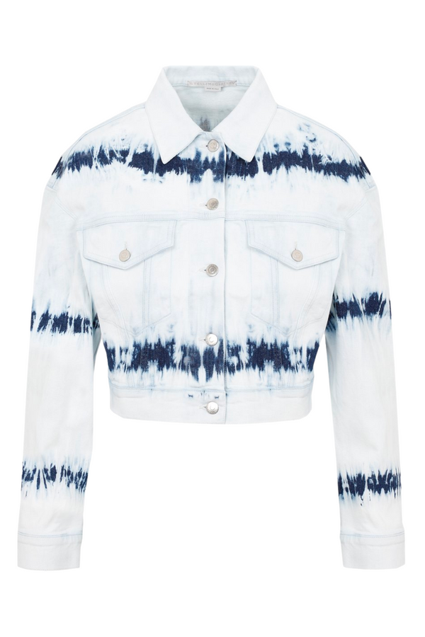 Tie-Dye Cropped Denim Jacket