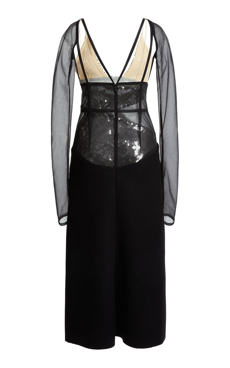 Sheer Sleeve Sequin Cami Dress