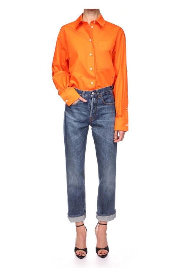 Cropped Cotton Pocket Shirt