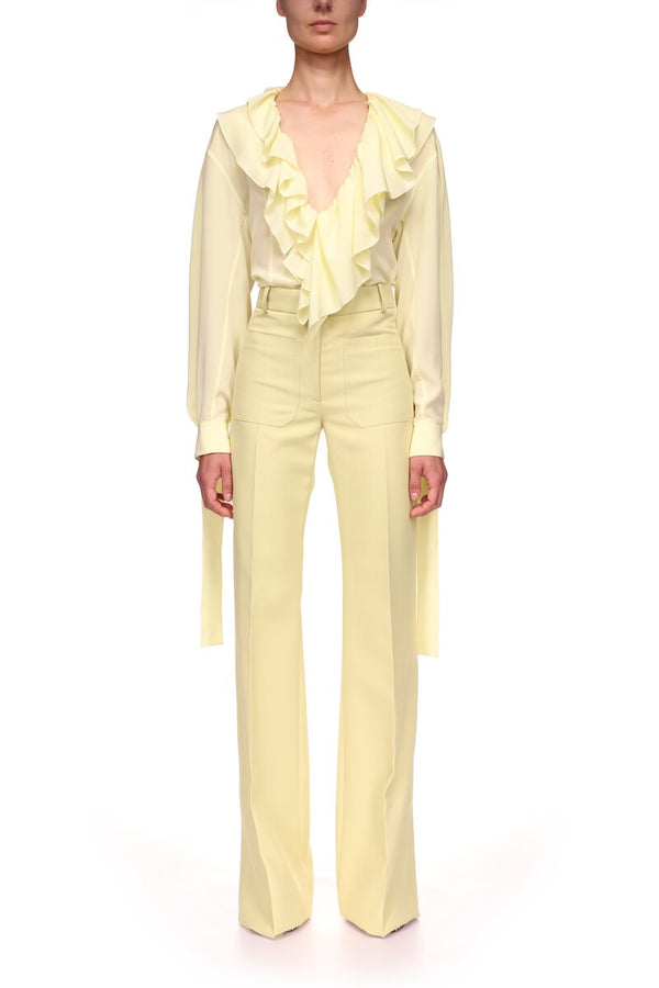 Deep V Ruffle Blouse
