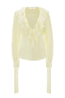 Deep V Ruffle Blouse